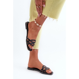 Chanclas Mujer Piel Ecológica Tacón Plano, Negro, Moldela 6