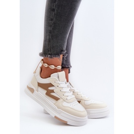 Zapatillas Deportivas De Mujer Con Plataforma En Piel Ecológica, Beige Lynnette 2
