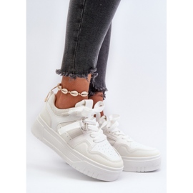 Zapatillas Deportivas De Mujer Con Plataforma Fabricadas En Piel Ecológica, Blanco Moun 2