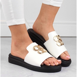 Chanclas de mujer con adorno, blanco Vinceza 73501 3