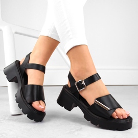 Sandalias mujer negro tacón y plataforma Vinceza 36257 1