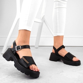 Sandalias mujer negro tacón y plataforma Vinceza 36257 2