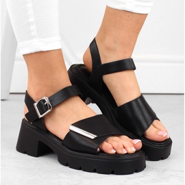 Sandalias mujer negro tacón y plataforma Vinceza 36257 3