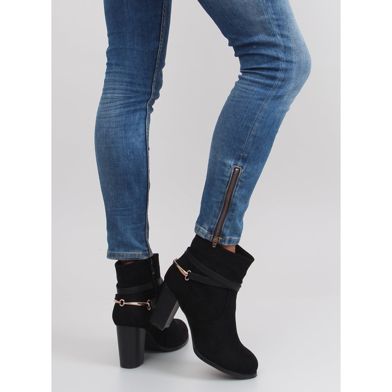 Botines tacón ante 3701 negro 2