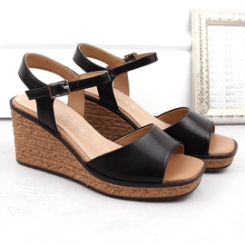 Sandalias cuña mujer negras Sergio Leone SK229 negro 2