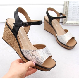 Sandalias cuña mujer plateadas Sergio Leone SK229 plata 1