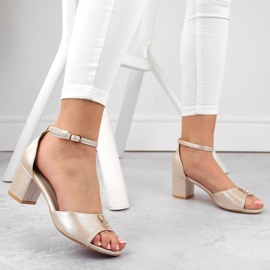 Sandalias mujer tacón dorado Vinceza 20242 2