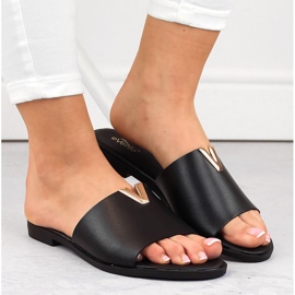 Chanclas de mujer negras de tacón bajo eVento 7736 negro 3