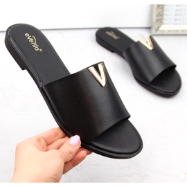 Chanclas de mujer negras de tacón bajo eVento 7736 negro 4