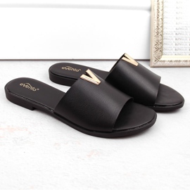 Chanclas de mujer negras de tacón bajo eVento 7736 negro 5