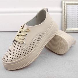 Zapatos mujer piel calados con plataforma beige Artiker 54C1707 6