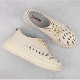 Zapatos mujer piel calados con plataforma beige Artiker 54C1707 7