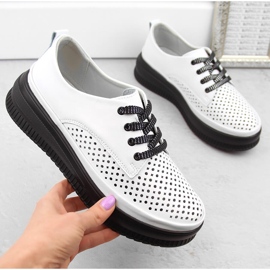Zapatos mujer piel calados con plataforma, blanco Artiker 54C1708 4