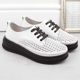 Zapatos mujer piel calados con plataforma, blanco Artiker 54C1708 5