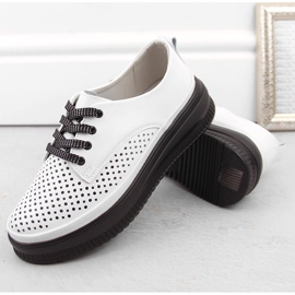 Zapatos mujer piel calados con plataforma, blanco Artiker 54C1708 7