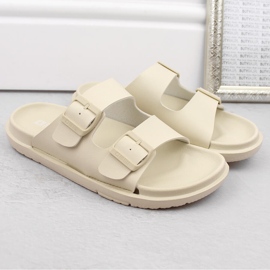 Chanclas mujer beige foam con hebillas Big Star NN274A752 2