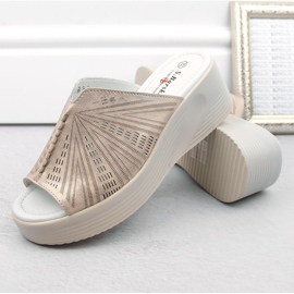 Sandalias cuña mujer piel doradas cómodas S.Barski LR275 dorado 5