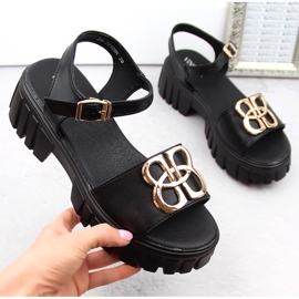 Sandalias mujer piel tacón y plataforma negro Vinceza 7910 5