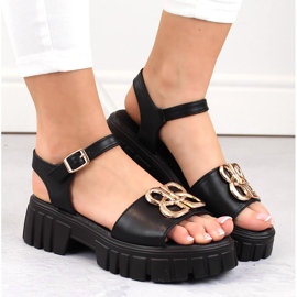 Sandalias mujer piel tacón y plataforma negro Vinceza 7910 3