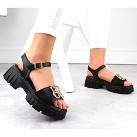 Sandalias mujer piel tacón y plataforma negro Vinceza 7910 2