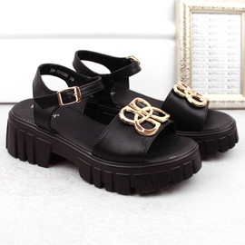 Sandalias mujer piel tacón y plataforma negro Vinceza 7910 4