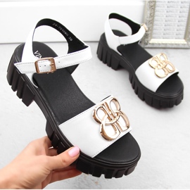 Sandalias mujer piel tacón y plataforma blanco Vinceza 7910 4