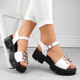 Sandalias mujer piel tacón y plataforma blanco Vinceza 7910 2
