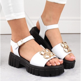 Sandalias mujer piel tacón y plataforma blanco Vinceza 7910 6