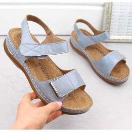 Sandalias cómodas de mujer con velcro, azul eVento 0146 1
