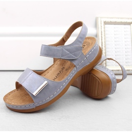 Sandalias cómodas de mujer con velcro, azul eVento 0146 3