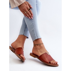 Chanclas Mujer Piel Ecológica Tacón Plano Marrón Maliha 6