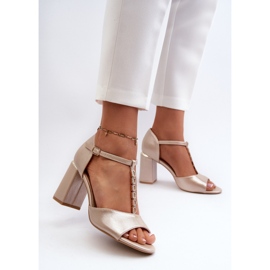 Vinceza Sandalias de tacón de piel con strass, dorado Aniya 3