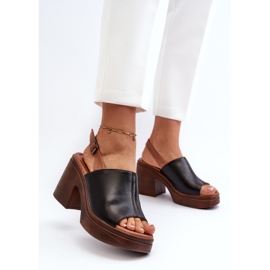 Vinceza Sandalias de Mujer Fabricadas en Piel Ecológica con Tacón Grueso y Plataforma, Negro Meeyah 8