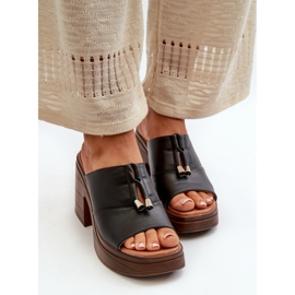 Vinceza Chanclas de Mujer Fabricadas en Piel Ecológica con Plataforma y Bloque, Negro Dafira 4