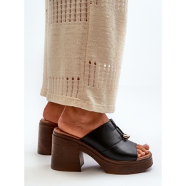 Vinceza Chanclas de Mujer Fabricadas en Piel Ecológica con Plataforma y Bloque, Negro Dafira 3