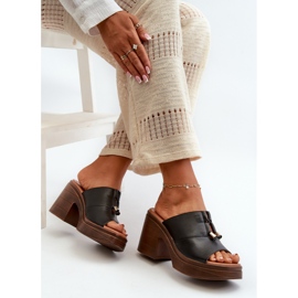 Vinceza Chanclas de Mujer Fabricadas en Piel Ecológica con Plataforma y Bloque, Negro Dafira 6