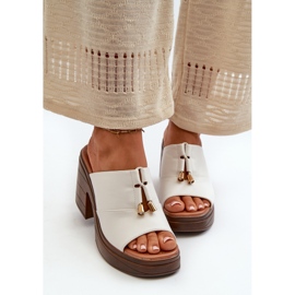 Vinceza Chanclas de Mujer Fabricadas en Piel Ecológica con Plataforma y Bloque, Blanco Dafira 5