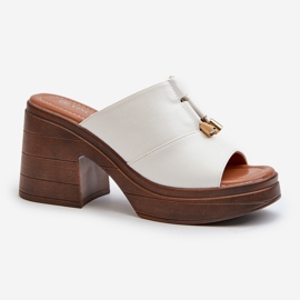 Vinceza Chanclas de Mujer Fabricadas en Piel Ecológica con Plataforma y Bloque, Blanco Dafira 6