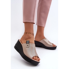 Vinceza Chanclas de Cuña para Mujer Dorado Vleni 3