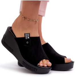 Vinceza Chanclas con cuña Vleni de mujer de color negro 8