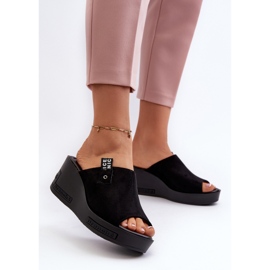 Vinceza Chanclas con cuña Vleni de mujer de color negro 3