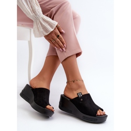 Vinceza Chanclas con cuña Vleni de mujer de color negro 7
