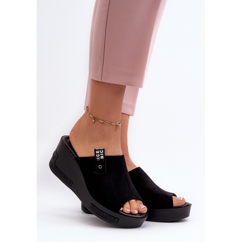 Vinceza Chanclas con cuña Vleni de mujer de color negro 2