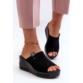 Vinceza Chanclas con cuña Vleni de mujer de color negro 4