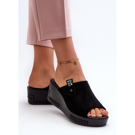 Vinceza Chanclas con cuña Vleni de mujer de color negro 5