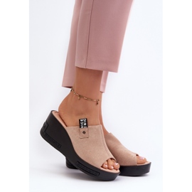 Vinceza Chanclas Cuña Mujer Vleni Beige 2