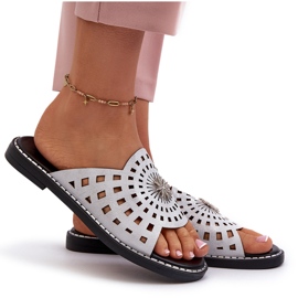 Chanclas Planas de Mujer Brillantes con Decoración Plata Ebirena 9