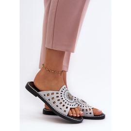 Chanclas Planas de Mujer Brillantes con Decoración Plata Ebirena 2