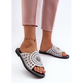 Chanclas Planas de Mujer Brillantes con Decoración Plata Ebirena 3