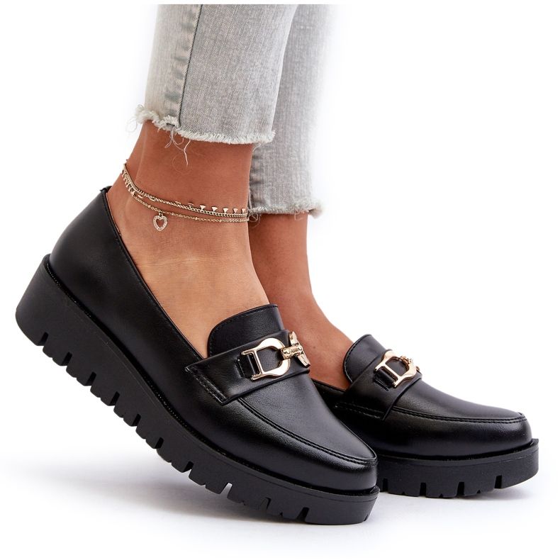 Evento Mocasines De Mujer Con Plataforma Y Adorno, Negro 4